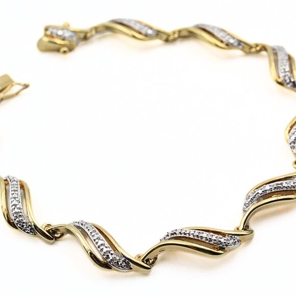 Exquisite PAJ China Diamond Accent 18K Gold Plated Sterling Silver Tennis Bracel - Picture 5 of 12